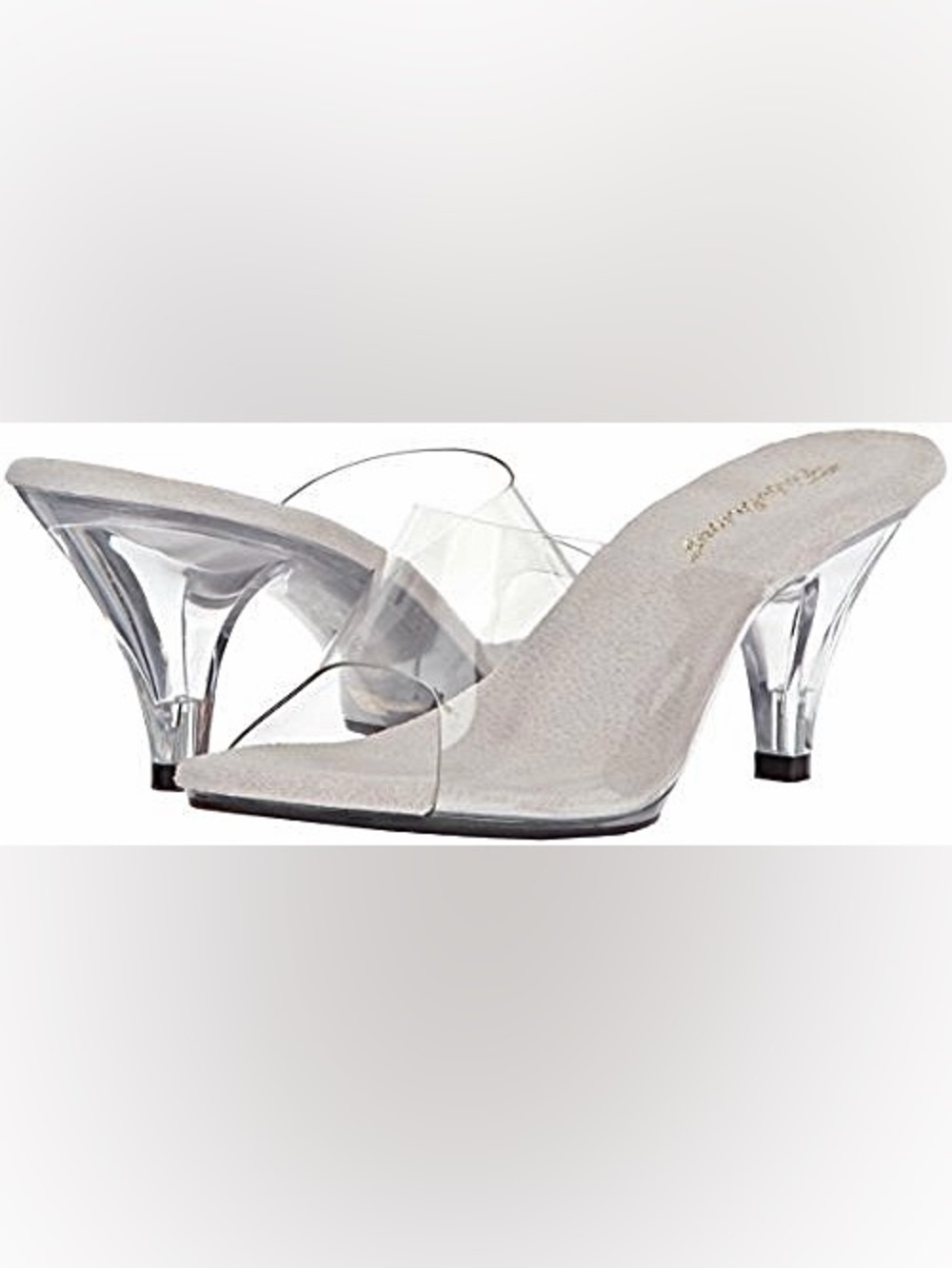 1950s 50s Style Clear Lucite Mules Springolators Peep Toe Marilyn Heels